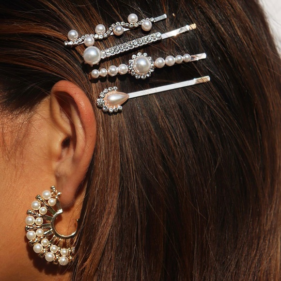 NWT Zaxie Girls Like Pearls Hairpins - Set of 4 - Picture 2 of 9